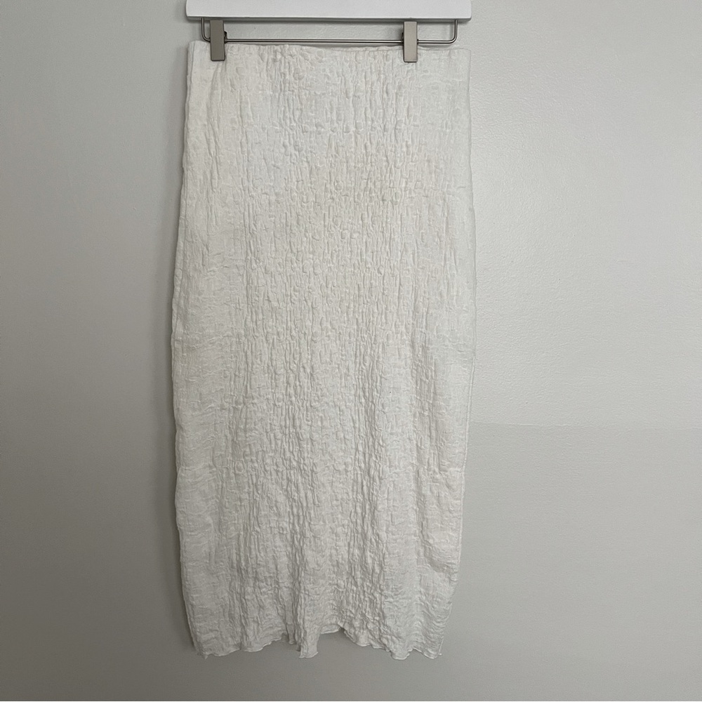 Mango MNG White Crinkle Fabric Maxi Skirt